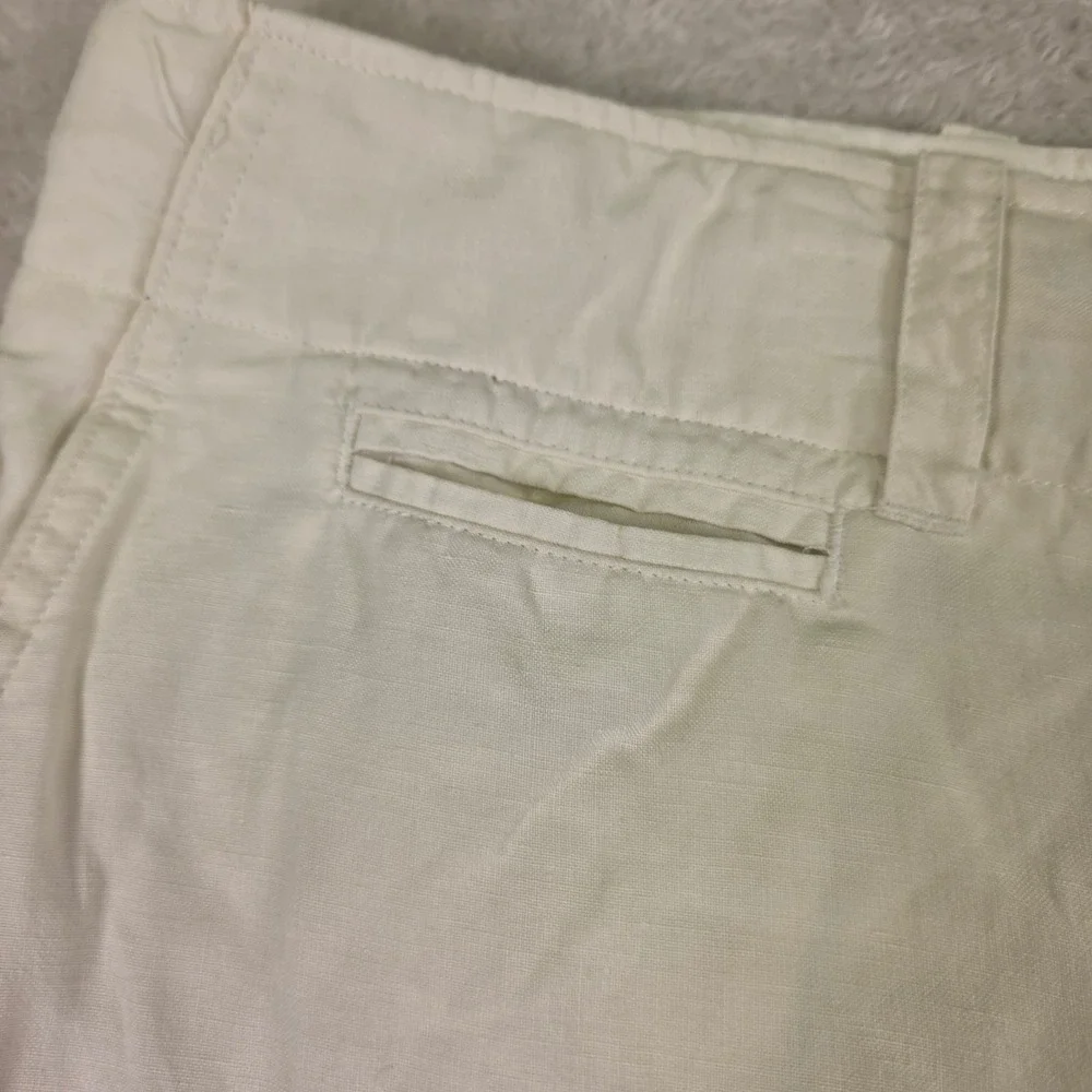Polo Ralph Lauren Mens Cream Linen Silk Blend Shorts Size 38 White Flat Front